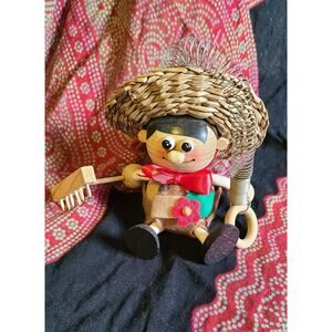 Wooden SPRINGY  Doll 4" Gardener Boy Handcrafted Wooden gallery 30